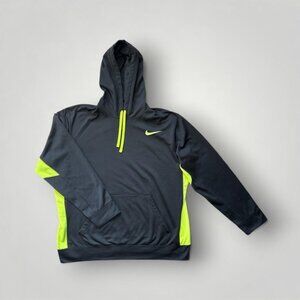 Nike Therma-Fit Hoodie Mens XL Black Volt Pullover Sweatshirt Swoosh 485784-018